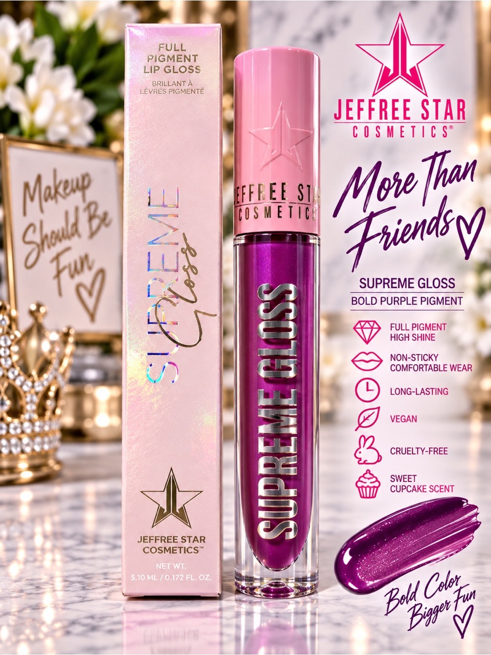 Jeffree Star Supreme Gloss More Than Friends Full Pigment Purple Lip Gloss